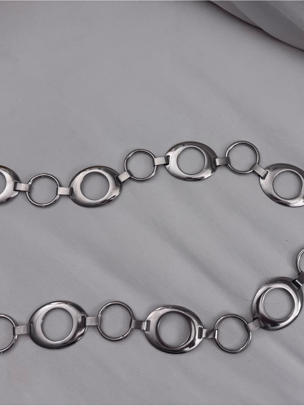 Nine West Silver-Tone Linked Oval & Round Belt